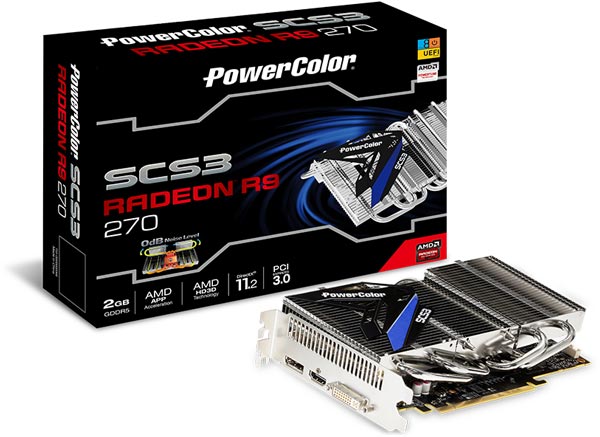 В конструкцию системы охлаждения PowerColor SCS3 R9 270 2GB GDDR5 входят тепловые трубки и массивный радиатор из нескольких блоков