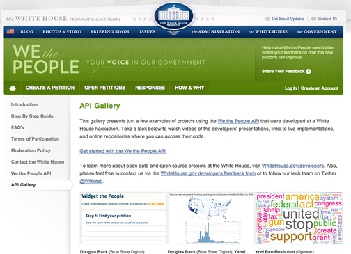 API для Российской общественной инициативы. Шаг 2.2: опыт США в работе с данными электронных петиций — API Белого Дома