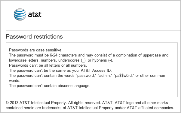 AT&T запретил нецензурные пароли