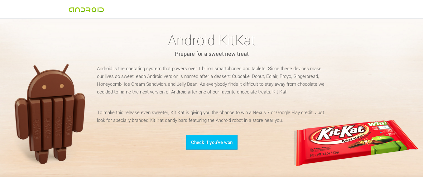 Android 4.4 получил имя Kit Kat (+1 миллиард активированных устройств)