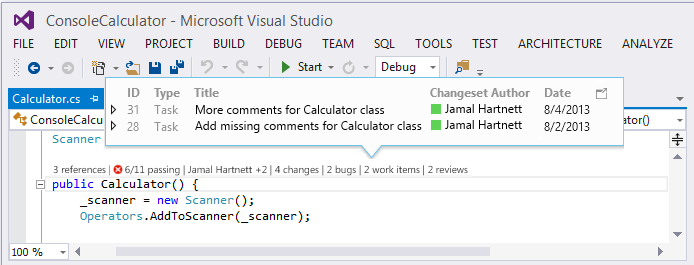 CodeLens в Visual Studio 2013