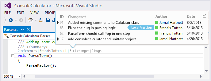 CodeLens в Visual Studio 2013