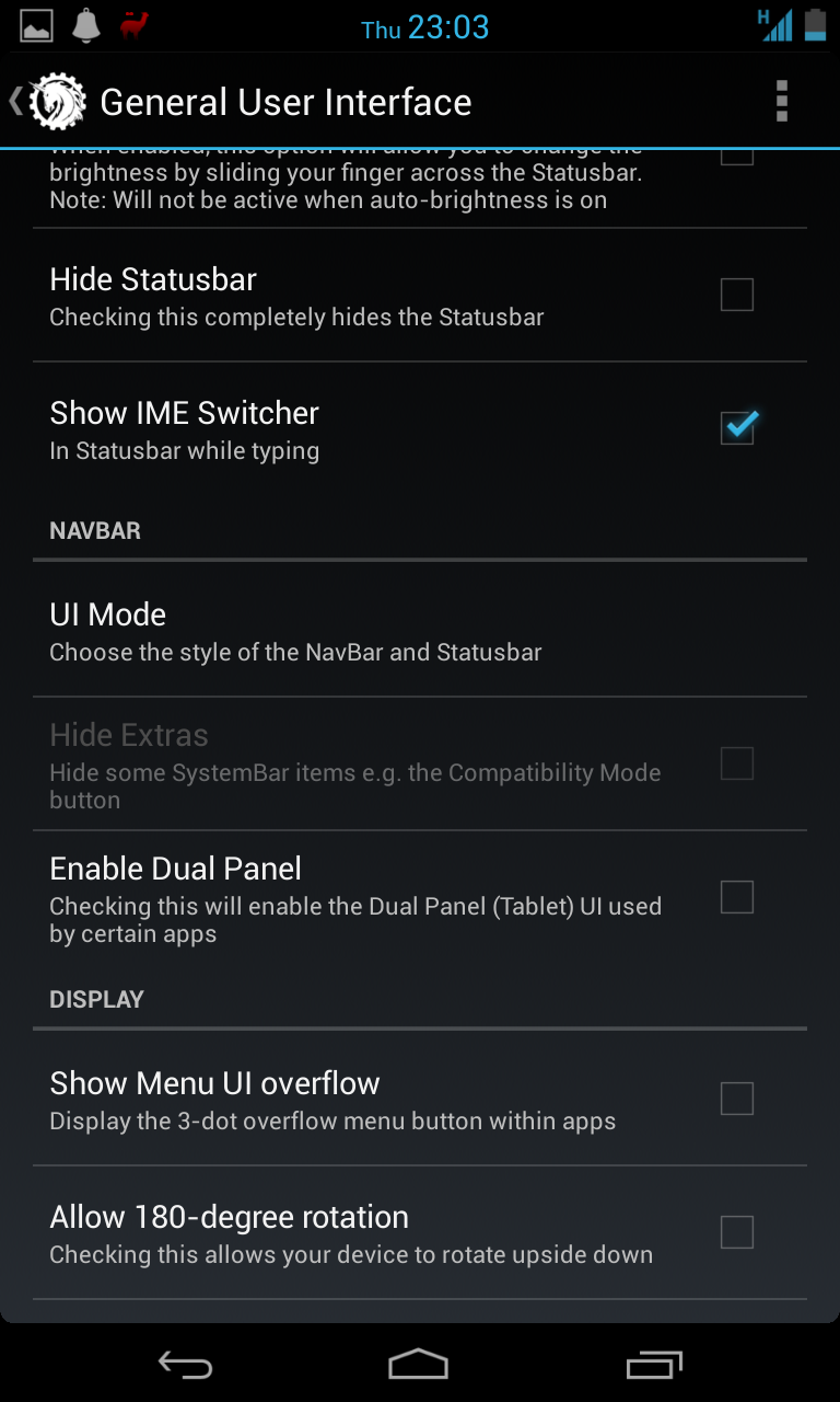 Tablet UI mode for the navigation bar