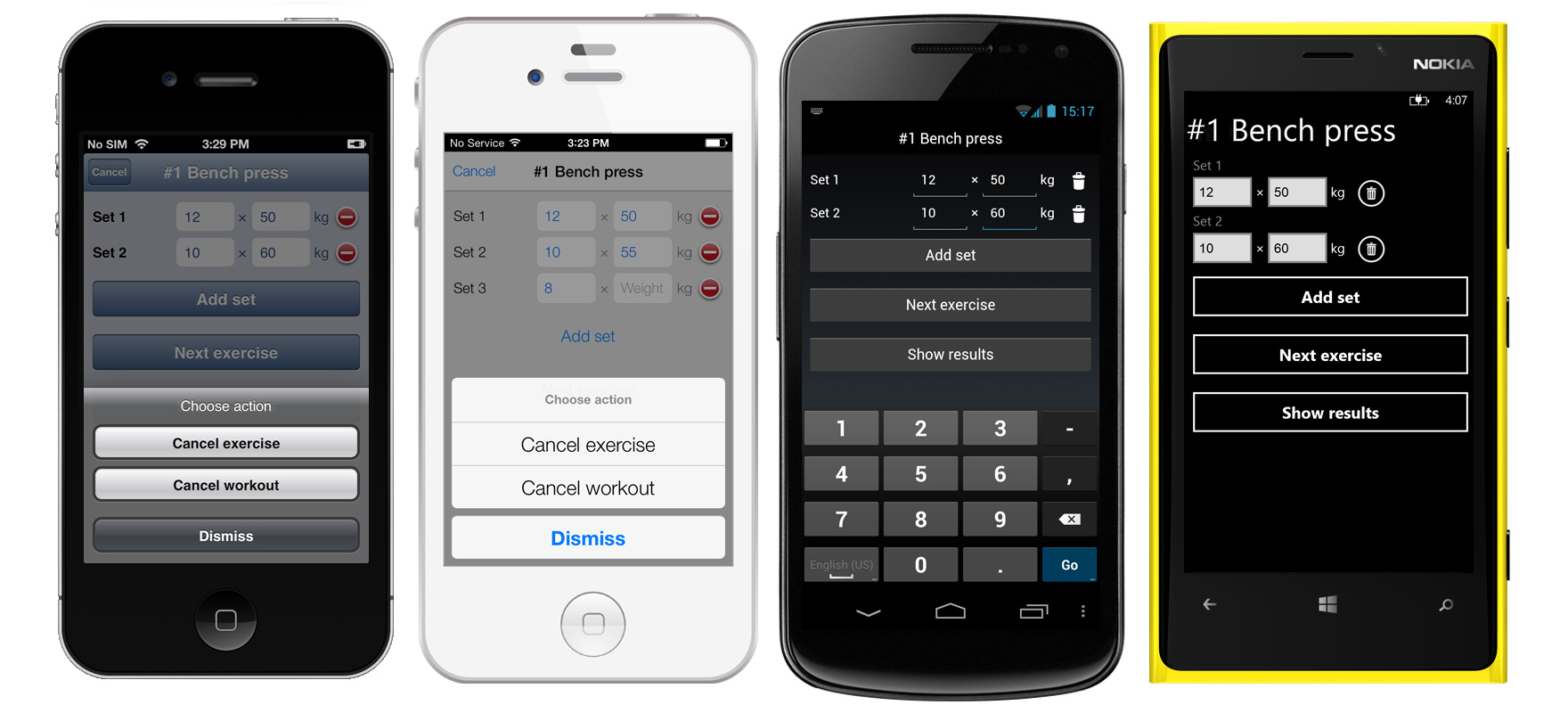 DXWorkout — мобильное HTML5 приложение на PhoneJS и ChartJS