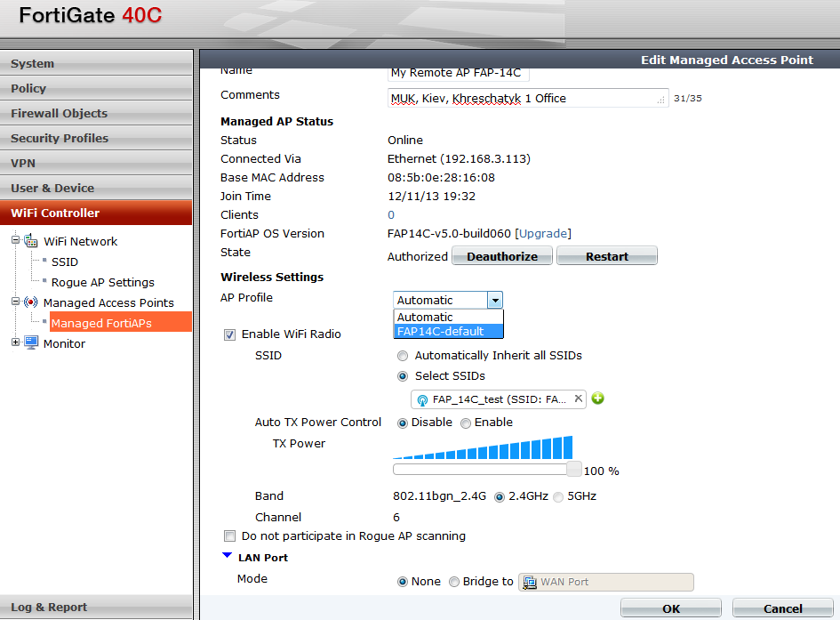 FortiAP 14С – remote access point от Fortinet. Хороший вариант построения безопасной беспроводной сети для удалённого офиса