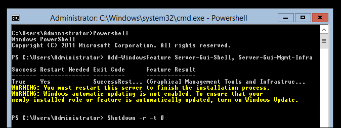 GUI, не GUI — или как включить и отключить графический интерфейс в Windows Server 2012