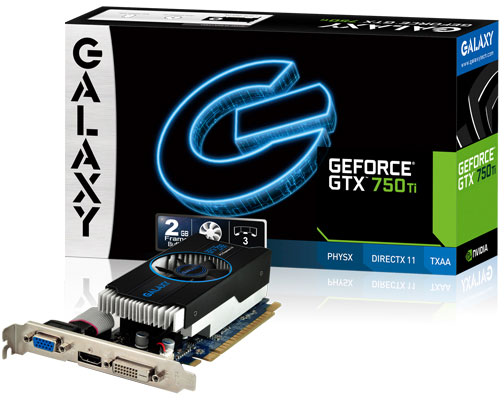 У 3D-карт Galaxy GeForce GTX750 Ti GC 2GB и GeForce GTX750 GC 1GB есть шестиконтактный разъем дополнительного питания