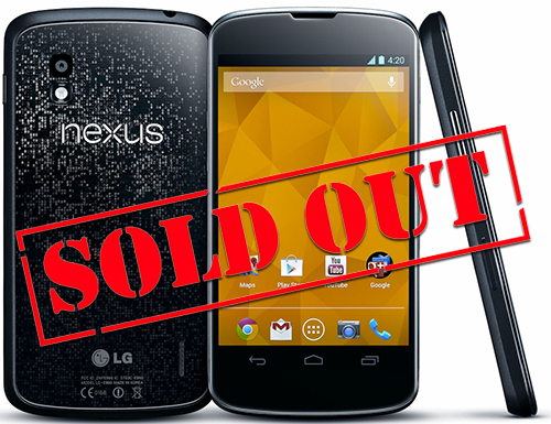 Google Nexus 4 закончился в магазинах Google Play в США, Европе и Австралии