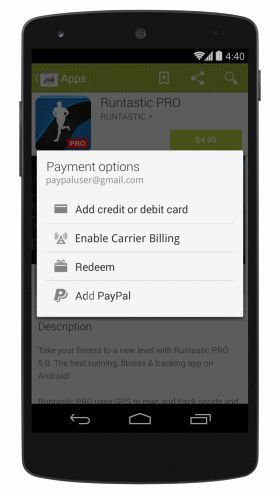 Google Play теперь поддерживает платежи через PayPal