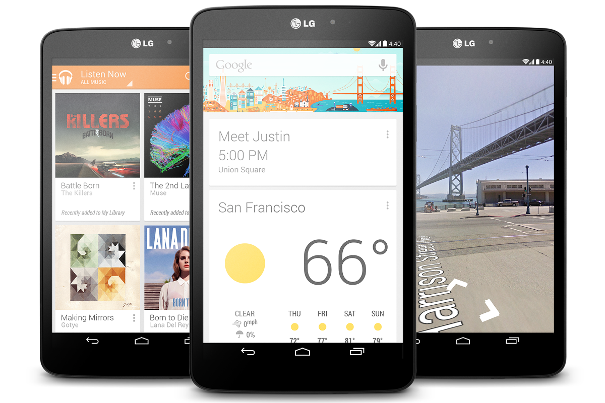 Google представил LG G Pad 8.3, Sony Z Ultra и белый Nexus 7