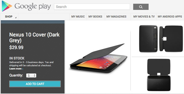 Цена фирменной обложки для планшета Google Nexus 10 — $30
