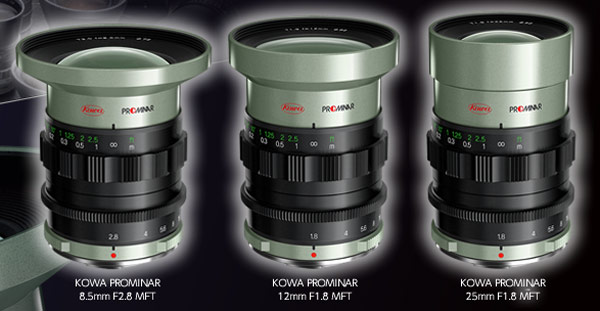 Появление объективов Kowa Prominar 8.5mm F2.8 MFT, Prominar 12mm F1.8 MFT и Prominar 25mm F1.8 MFT на рынке ожидается этим летом