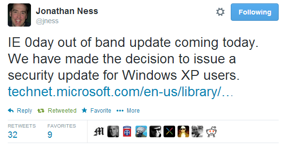 Microsoft исправит 0day уязвимость в Internet Explorer для Windows XP