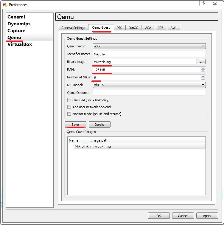 Mikrotik и GNS3