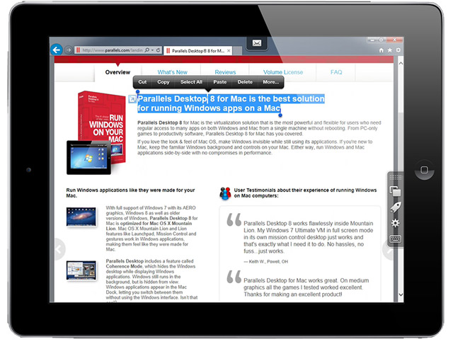 Parallels Access: работа с приложениями Windows и OS X на планшете iPad