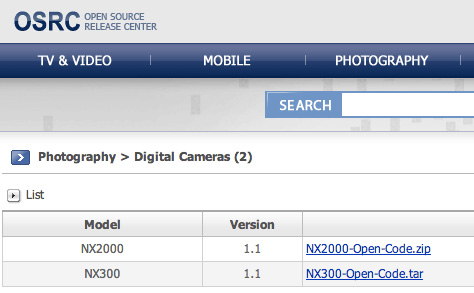 Любой желающий может загрузить «исходники» встроенного ПО камер Samsung NX200 и NX300 