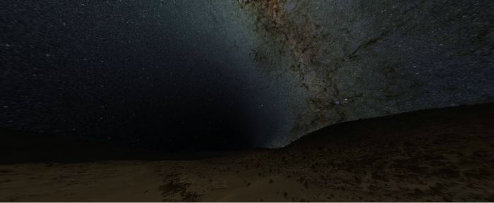 Sol 613: сферическая интерактивная панорама Curiosity «в ночи»