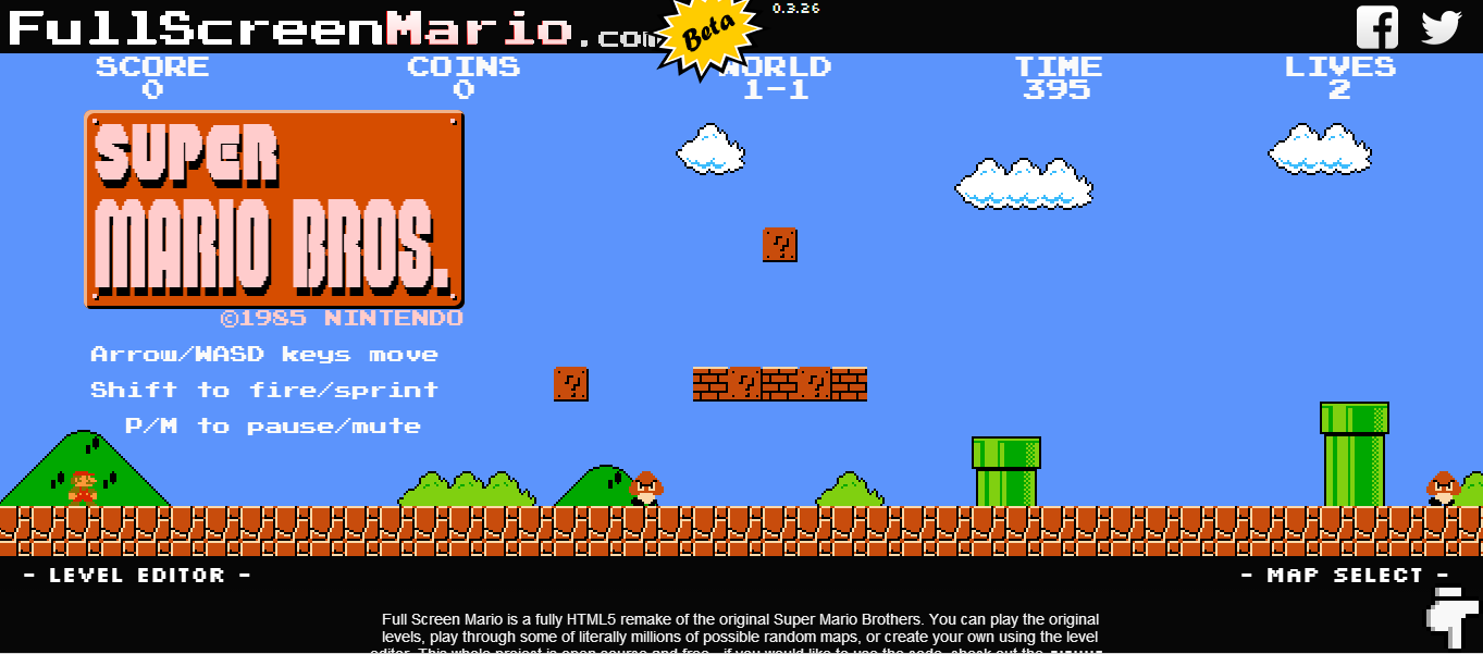 Super Mario Bros. можно поиграть в браузере