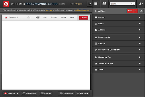 Type code in Wolfram Programming Cloud