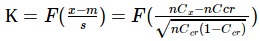 К=F((x-m)/s)=F((n*Cx-n*Ccr)/sqrt(n*Ccr*(1-Ccr))