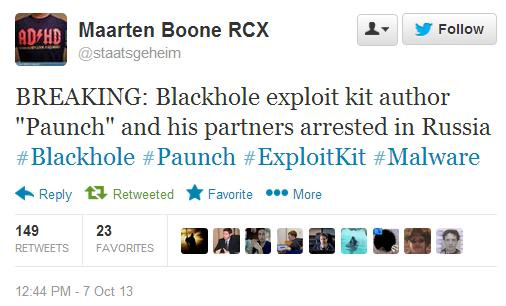 Автор Blackhole exploit kit арестован