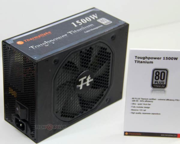 Блок питания Thermaltake Toughpower Titanium 1500W мощностью 1500 Вт имеет сертификат 80 Plus Titanium