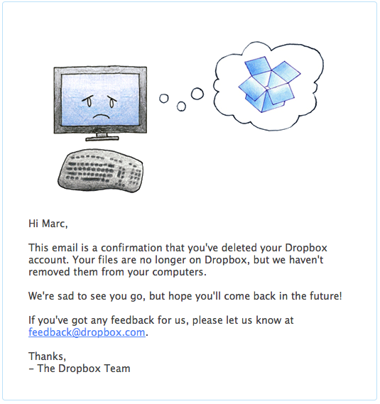 Грустный вхлам Dropbox