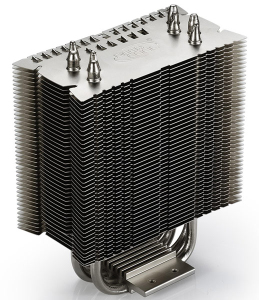 Конструкция процессорного охладителя Deepcool Gammaxx S40 включает четыре  тепловые трубки 
