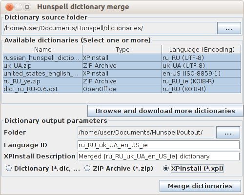Многоязыковая проверка орфографии для программ, использующих Hunspell