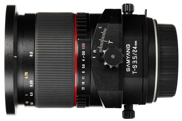 Объектив Samyang T-S 24mm f/3.5 ED AS UMC можно заказать в вариантах для камер Canon, Nikon и Sony
