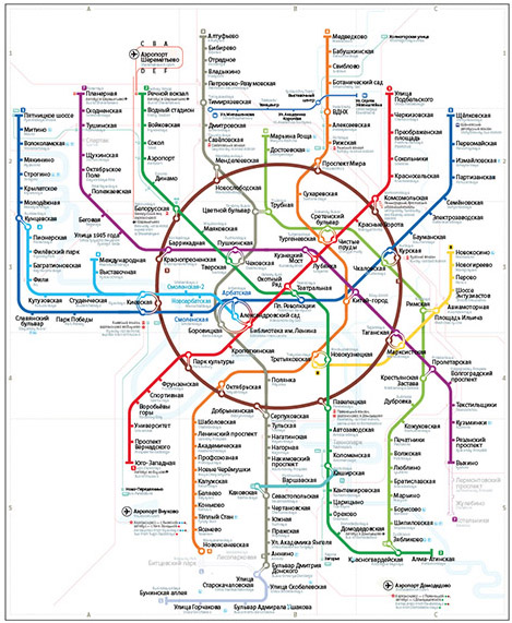 Навигация в новом варианте схемы московского метро для людей с нарушенным цветовосприятием