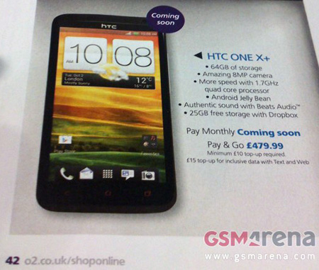 HTC One X+ нашел себе место в печатном каталоге оператора O2 UK