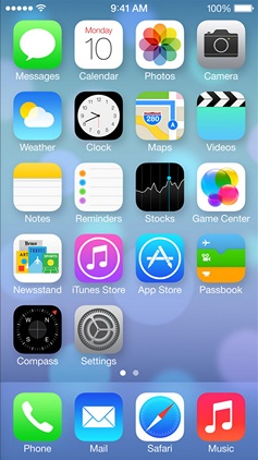 Скриншот домашнего экрана iOS 7