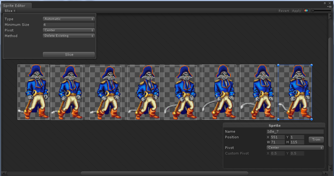 Основы создания 2D персонажа в Unity 3D 4.3. Заготовка персонажа и анимация покоя