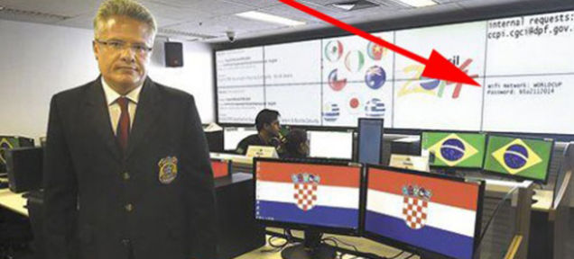 Пароль от Wifi сети центра обеспечения безопасности ЧМ 2014 транслировался на экран и попал на фото местной газеты