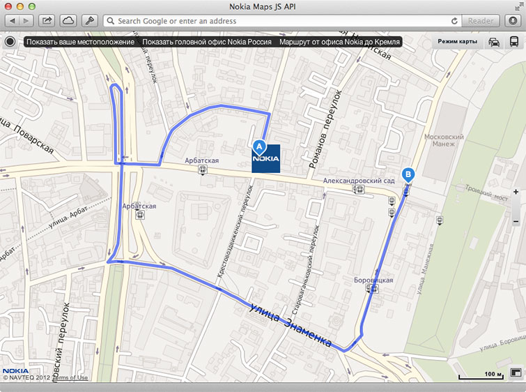 Пишем простую карту с помощью Nokia Maps JS API