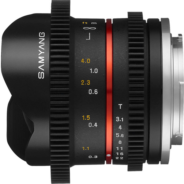 Объектив Samyang 8mm T3.1 V-DSLR UMC Fish-eye II оптимизирован для видеосъемки 