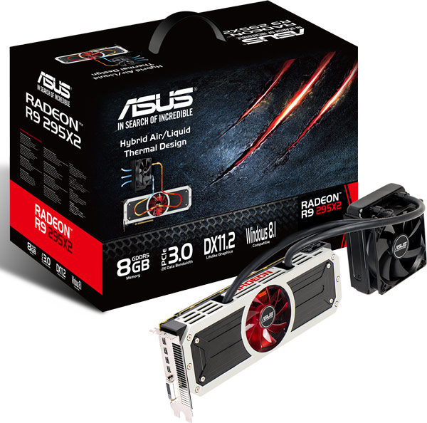 3D-карта Asus R9 295X2 имеет два графических процессора и гибридную систему охлаждения