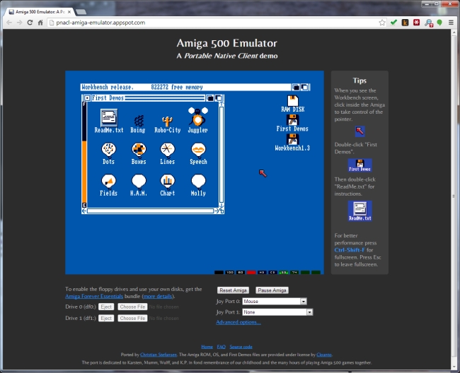 Разработчики из Google сделали эмулятор Amiga 500 для Chrome