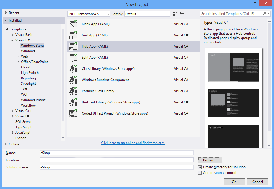 Разработка Windows 8.1 приложений на XAML/С#. Часть 1. Делаем основной экран приложения на основе Hub