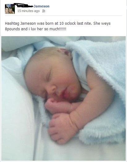 Родители назвали новорожденную дочку Хэштег