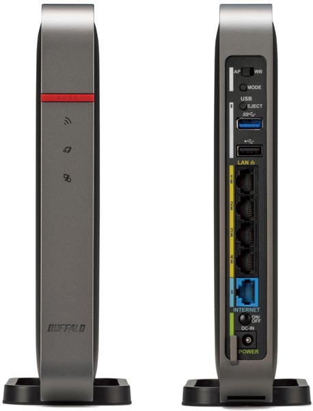 Двухдиапазонный Роутер Buffalo Technology AirStation WZR-1750DHP поддерживает скорость передачи данных до 1300 Мбит/с