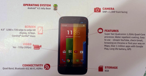 Motorola Moto G, рекламная листовка