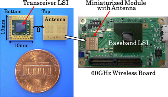 Приемопередатчик, созданный Panasonic, работает на частоте 60 ГГц