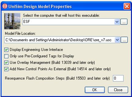 Настройки модели в UniSim Operations