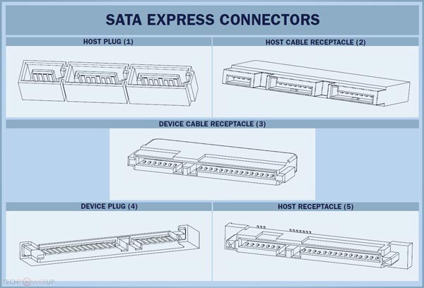 Пропускная способность SATA Express достигает 1000 МБ/с в каждом из двух направлений