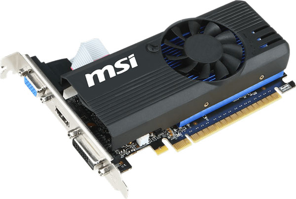 Все 3D-карты MSI GeForce GT 730 имеют по одному видеовыходу DVI-D, HDMI и D-Sub