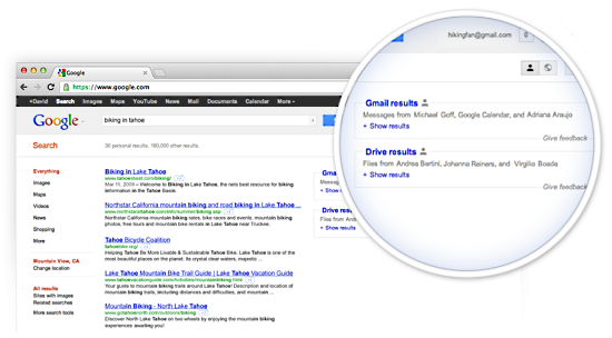 В персональной поисковой выдаче Google появятся личные документы пользователя
