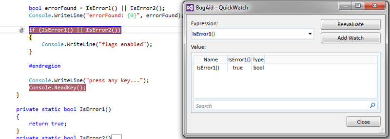 Визуализация «if» в отладчике Visual Studio от BugAid